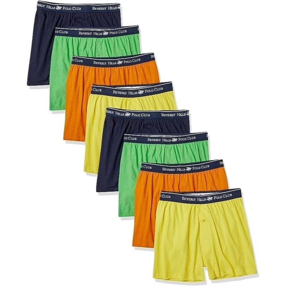 Beverly Hills Polo Club Premium Knit Boxers Size Large Men' 8 Pack  New Sealed